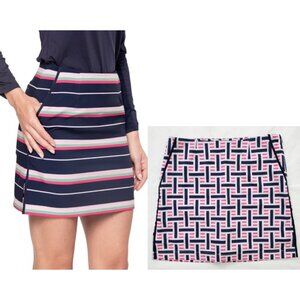 NEW Golftini Sporty Skort w Pockets Pink Navy White Golf Pickleball Preppy Sz 0